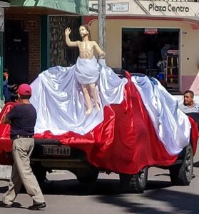 The local Easter parade...a rare occasion when Jesus isn't portrayed as a baby or dying on the cross.