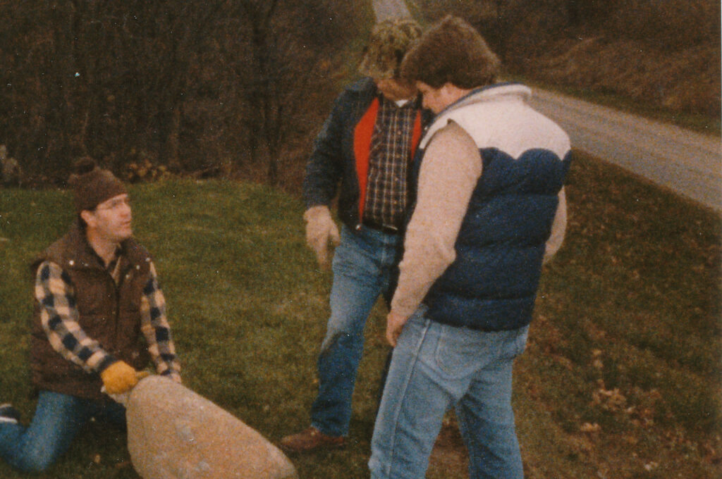 Inscribed rock to remember the men who prayed in this spot for a church to be planted.